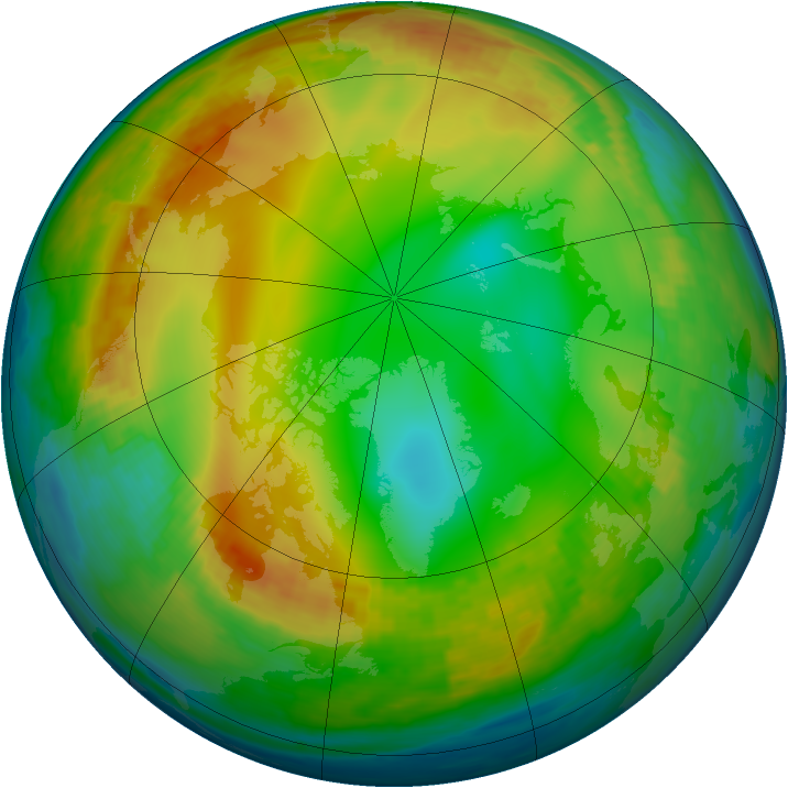 Arctic ozone map for 03 January 2001
